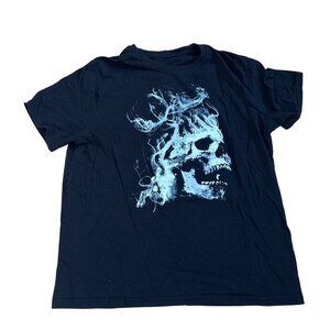 Skull T Shirt Action Apparel Men L/G  Cotton Casual Crew Neck Short Sleeve Black